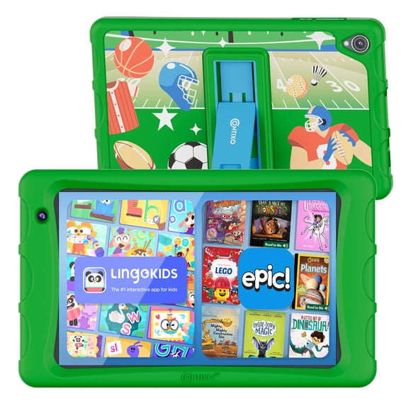 Contixo 8" Kids Tablet, 2025 Model, Educational Android Tablet for Ages 3-12, 32GB, Kid-Proof Case with Kickstand, Android 13 - Green