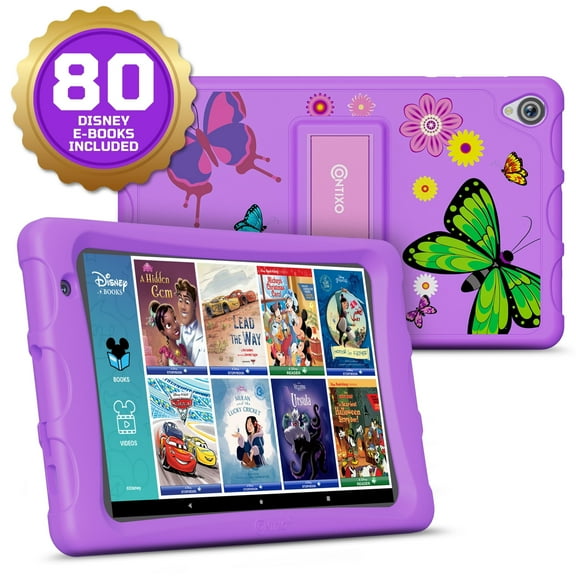 Contixo 8" Kids Tablet, 2025 Model, 80 FREE Disney eBooks, Educational Android Tablet for Ages 3-12, 32GB, Kid-Proof Case with Kickstand, Android 13 - Purple