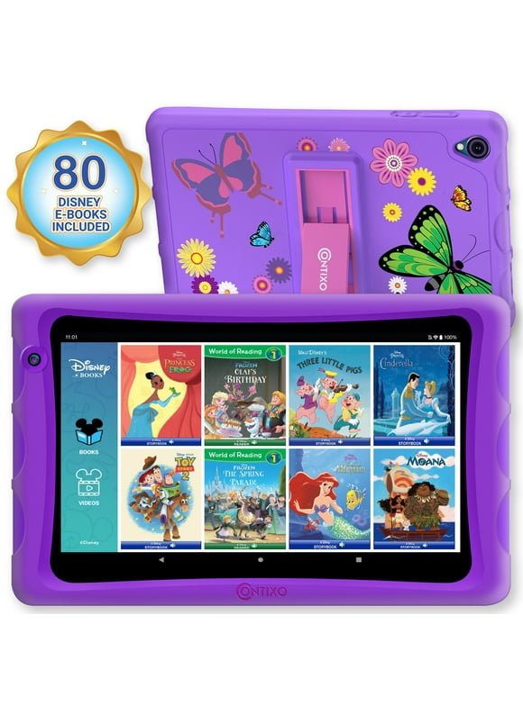 Contixo 8" Kids Tablet 64GB, Includes 80+ Disney Storybooks, Kid-Proof Case with Kickstand, Powered by Android 13 + Octa-Core 2.0, 4GB RAM (2024 Model) - Purple