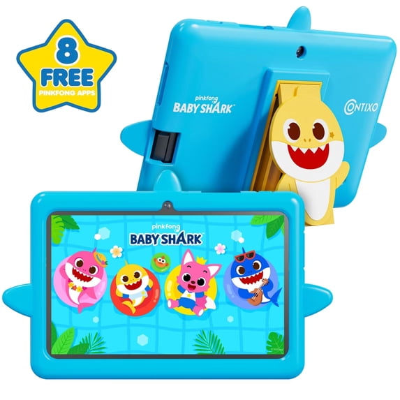 Contixo Baby Shark Kids Tablet, 7 inch 32GB, Parental Controls, Ages 3-12, Blue