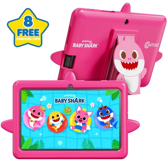 Contixo Baby Shark Kids Tablet, 7 inch 32GB, Parental Controls, Ages 3-12, Pink