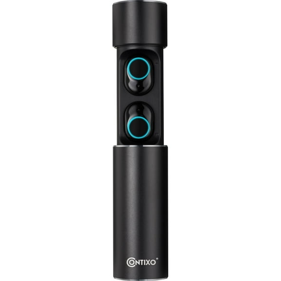 Contixo Bluetooth 5.0 Wireless Earbuds, True Wireless Stereo, Noise Isolation, 3 Ear Tip Sizes, Charging Case, for iPhone & Android - Black