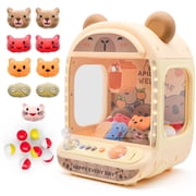 Contixo CM1 Capybara Tabletop Claw Machine for Kids Ages 3+, Mini Arcade Prize Grabber Game with LED Lights, Music, 360&deg; Light-Up Joystick, Coin-Operated Play, Plush Toys & Capsules Included