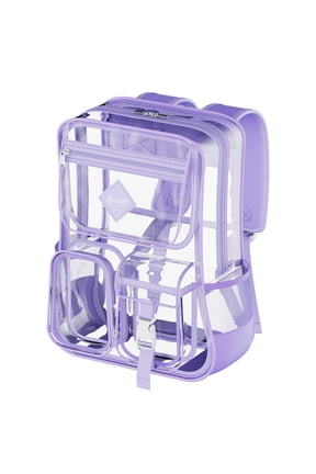 Clear Backpack, Stadium Approved PVC Transparent Clear Bag for Concerts, Events, and School, Purple