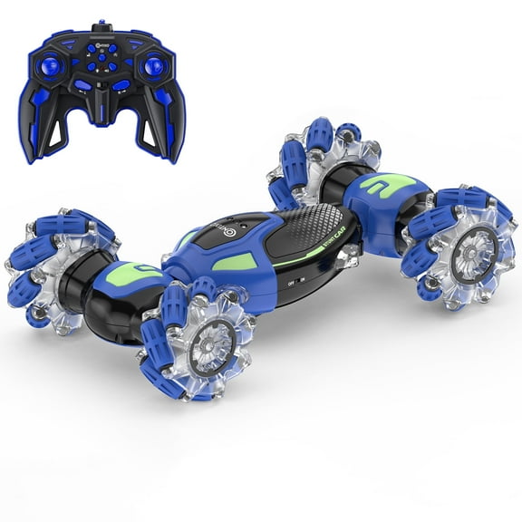 Contixo Cobra Speed Crawler RC Stunt Car - 4WD Off-Road & Gesture Control, Ages 8 & Up, LED Lights, Music, 360° Spins - Blue