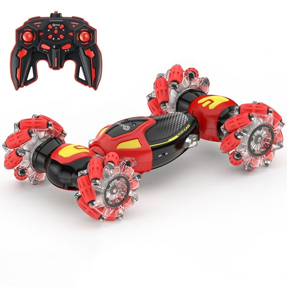 Contixo Cobra Speed Crawler RC Stunt Car - 4WD Off-Road & Gesture Control, Ages 8 & Up, LED Lights, Music, 360° Spins - Red