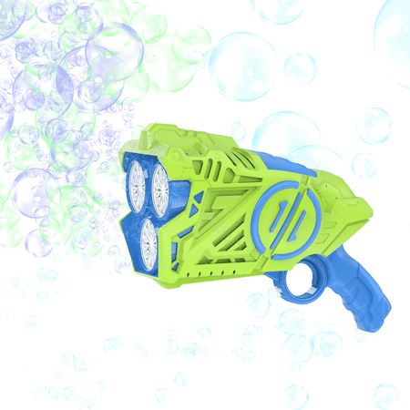 Contixo Automatic Bubble Gun, Dual Motor Bubble Machine for Kids with 360-Degree Leak-Proof System, Green