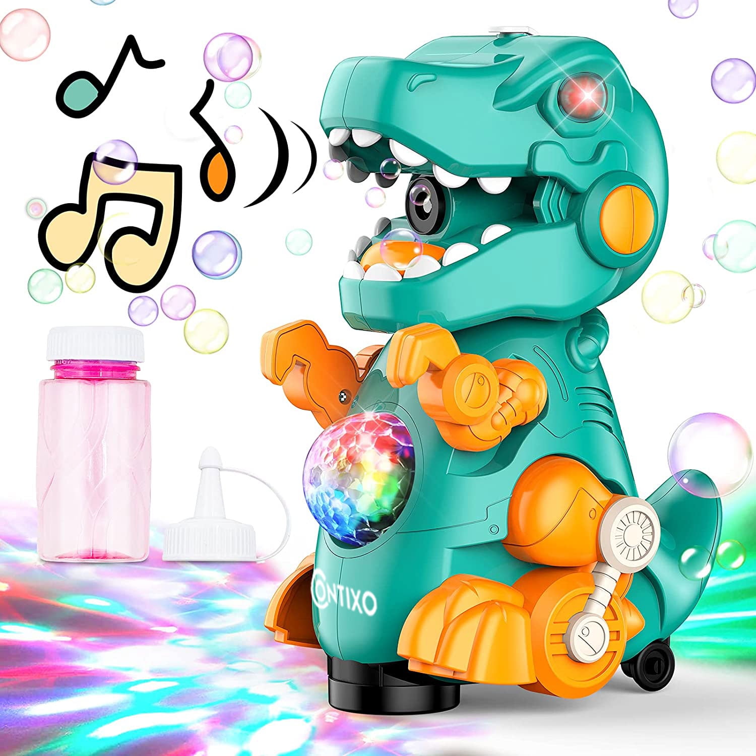 Contixo Dinosaur Bubble Machine for Toddlers Kids with Sound and Light