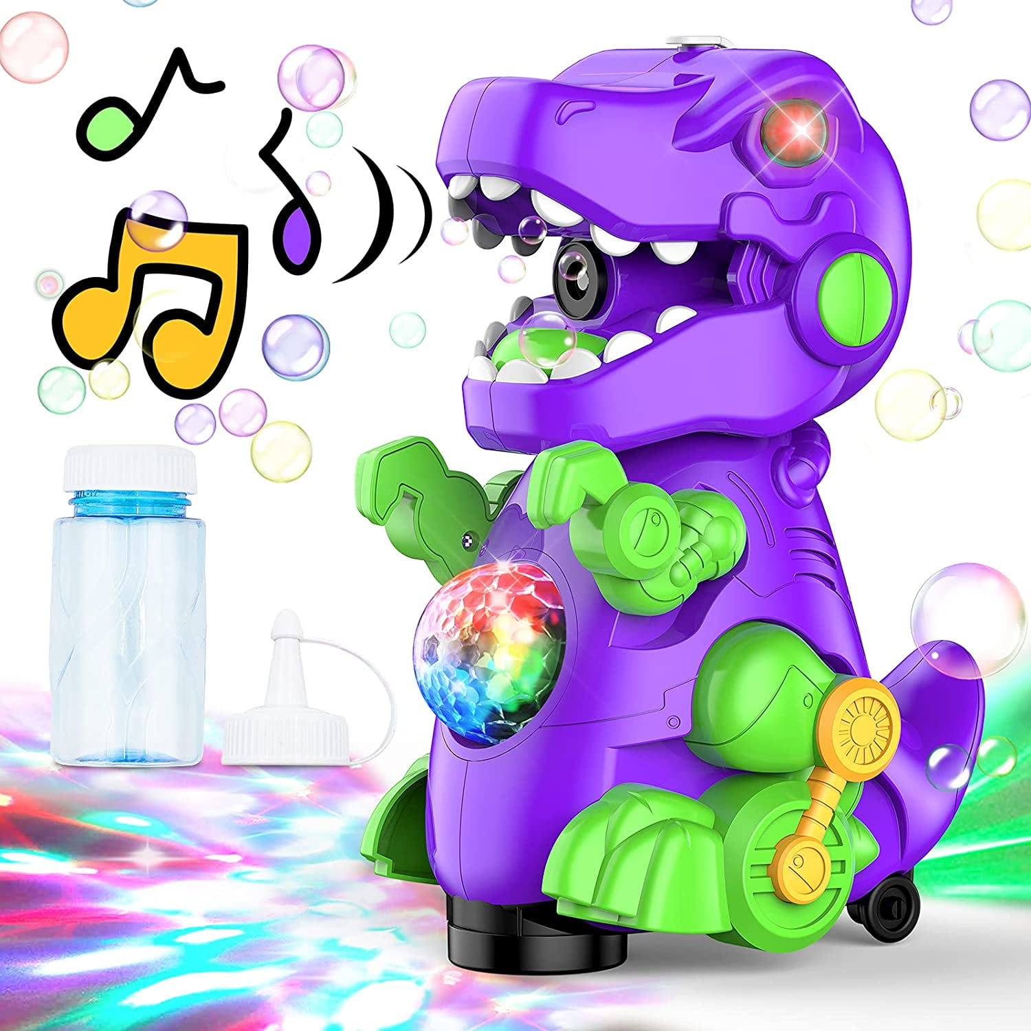 Contixo Dinosaur Bubble Machine Sound & Light Effects, Two Settings