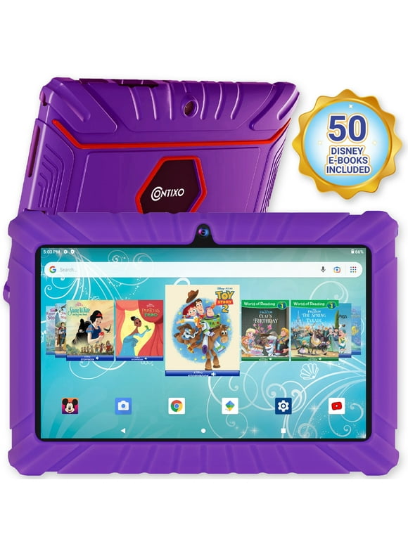 Contixo Disney Storybook 7" Kids Tablet with Kid-Proof Case | 16 GB - Green (2024)