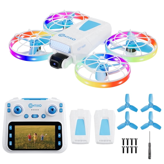 Contixo F27 Halo Mini Foldable Drone with Built-in Display Controller, HD Camera, LED Lights