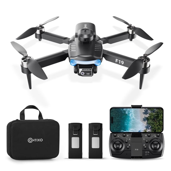 Contixo F19 Foldable Mini Drone w/1080P Camera, Obstacle Avoidance, 2 Batteries w/case