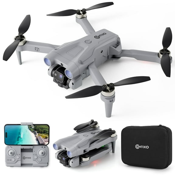 Contixo F21 Mini Drone with 3-Way Obstacle Avoidance, 1080P Camera, 16 Min Flight, Foldable, Gray