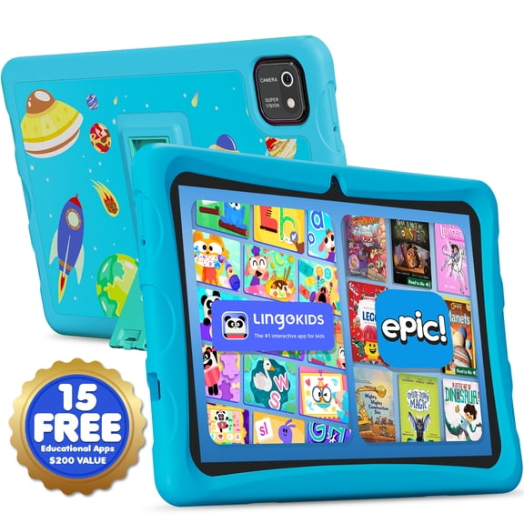 Contixo K103 Kids Tablets, Wi-Fi Educational Tablets for Kids with Kid-Proof Tablet Case, 10, Blue