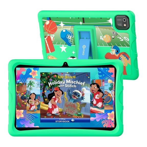Contixo K103 10" Kids Tablet 2025 Edition, 8-Core 2.0GHz, 3GB RAM, 32GB Storage, Android 13, 80 Disney E-Books, Contixo Academy, Kid-Proof Case with Kickstand, Green
