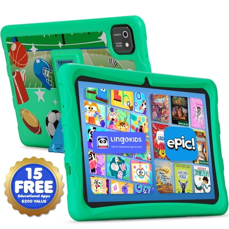 Contixo K103 Kids Tablets, Wi-Fi Educational Tablets for Kids with Kid-Proof Tablet Case, 10”, Green