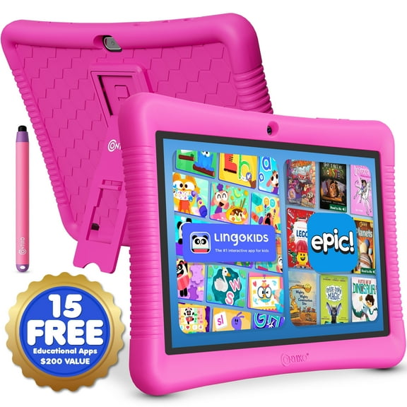 Contixo K103 10" Kids Tablet 2025 Edition, 8-Core 2.0GHz, 2GB RAM, 64GB Storage, Android 13, 80 Disney E-Books, Contixo Academy, Kid-Proof Case with Kickstand, Pink