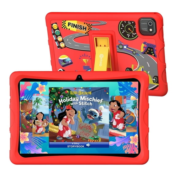 Contixo K103 10" Kids Tablet 2025 Edition, 8-Core 2.0GHz, 3GB RAM, 32GB Storage, Android 13, 80 Disney E-Books, Contixo Academy, Kid-Proof Case with Kickstand, Red