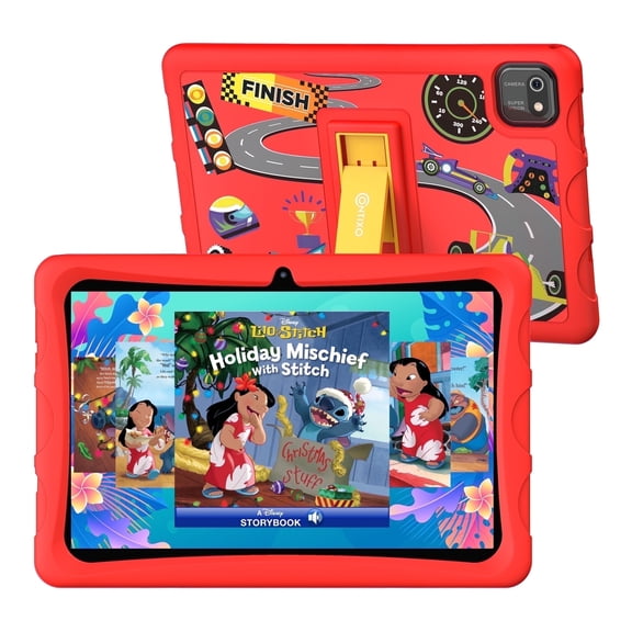 Contixo K103 10" Kids Tablet 2025 Edition, 8-Core 2.0GHz, 3GB RAM, 32GB Storage, Android 13, 80 Disney E-Books, Contixo Academy, Kid-Proof Case with Kickstand, Red
