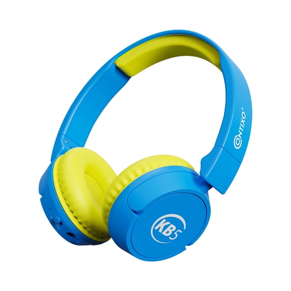 Contixo KB-5 Wireless Kids Headphones, Over-Ear Foldable Bluetooth Headset with 85dB Volume Limit, Blue/Yellow