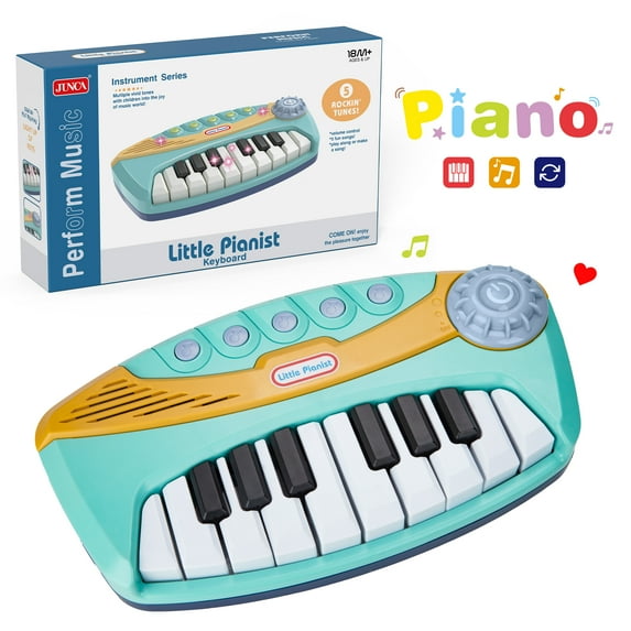 Contixo Keyboard Piano for Kids, Interactive Piano Toy with Light-Up Keys and 5 Built-In Melodies, Blue