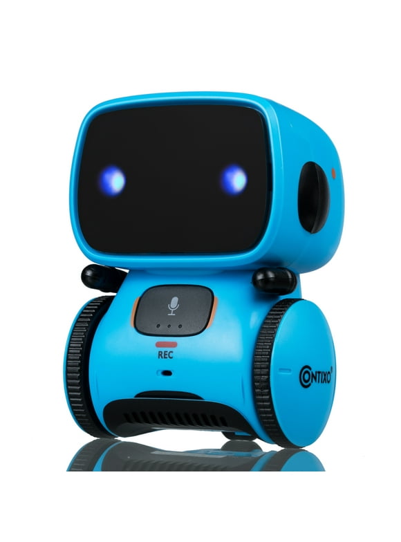 Contixo Kids Smart Robot Toy Mini Robot Talking Singing Dancing Interactive Voice Control Touch Sensor Speech Recognition Infant Toddler Children Robotics - R1 Blue