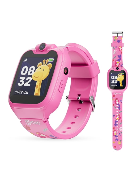 Kids Smart Watch with 1.54” HD Touch Screen, Kids Watch with 16 Educational Games and Rotating Camera, Pink
