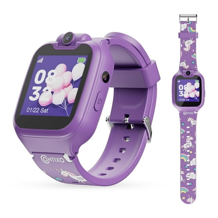 Contixo Kids Smart Watch with 1.54” HD Touch Screen, Kids Watch with 16 Educational Games and Rotating Camera, Purple