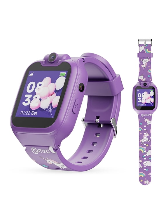 Kids Smart Watch with 1.54” HD Touch Screen, Kids Watch with 16 Educational Games and Rotating Camera, Purple