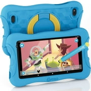 Contixo Kids Tablet with Educator Approved Academy, 7-inch HD Display for Eye Protection, 2GB + 32GB, Protective Case with Adjustable Bracket (Kickstand) and Stylus, 2021 V10 Plus-Blue