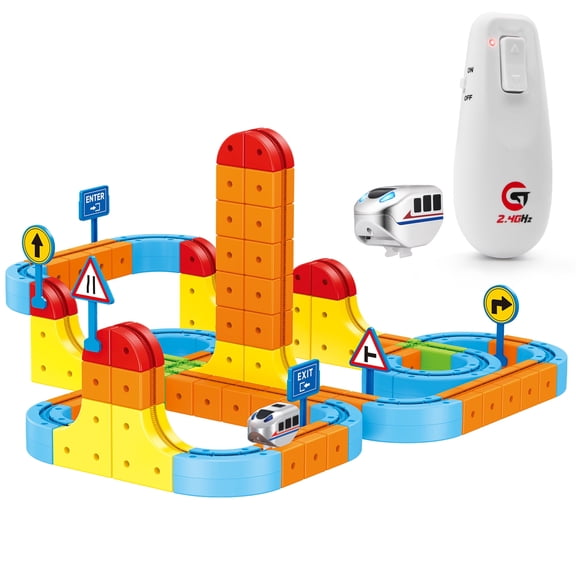 Contixo MT5 3D Gear Track Magnetic Train Set for Kids, 145-Piece DIY Building Block Railway with Remote Control Motorized Train, Vertical & Upside Down Track System STEM Toy for Ages 3+