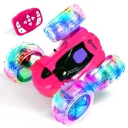 Contixo Remote Control Car, Stunt Racer, 360° Flip & Rotate, LED Lights, Wristband Controller, All-Terrain RC Cars for Boys & Girls - Pink