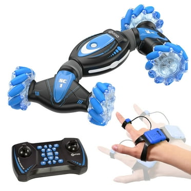 Contixo Remote Control Car, Gesture Sensing RC Stunt Car, LED Lights & Sounds, 4WD, All-Terrain Vehicle, 360° Flips, Water Vapor Exhaust Effect - Blue