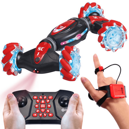 Contixo SC1 Remote Control Cars, Gesture Sensing Stunt Racer RC Car Toy with Wrist Remote, Red