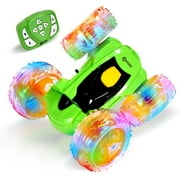 Contixo Remote Control Car, Stunt Racer, 360° Flip & Rotate, LED Lights, Wristband Controller, All-Terrain RC Cars for Kids, Green