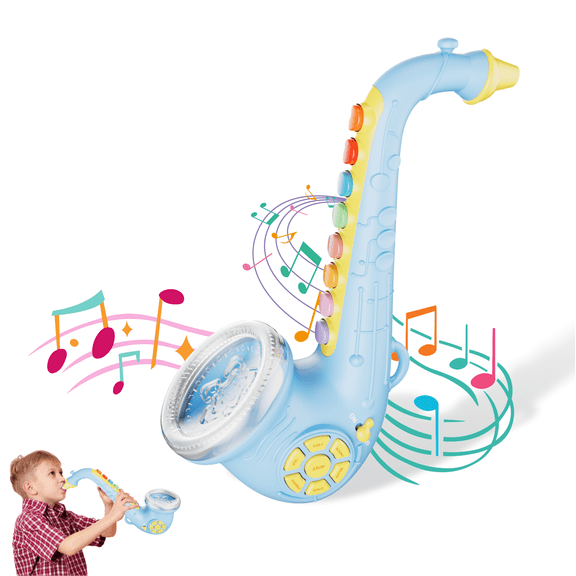 Contixo Saxophone Musical Toy for Kids- With Songs and Lights, Ages 3-10, Blue
