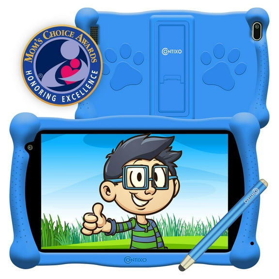 Contixo V10 Blue 7” Kids Tablet, 2GB RAM, 16GB Storage, Android 11 GO, Learning Tablet for Children with Teacher’s Approved Apps, Google Kids Space and Kids proof Protection Case (Blue)