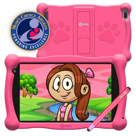 Contixo V10 Pink 7” Kids Tablet, 2GB RAM, 16GB Storage, Android 11 GO, Learning Tablet for Children with Teacher’s Approved Apps, Google Kids Space and Kids proof Protection Case (Pink)