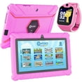 thumbnail image 1 of Contixo 7" Kids Tablet & Smart Watch Bundle, STEM Learning w/ Contixo Academy, Kids Ages 3-7, Parental Controls, Android Tablet, WiFi - Pink, 1 of 8
