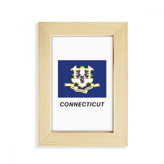 Contour American State Flag Connecticut Desktop Display Photo Frame Picture Art Painting 5x7 inch