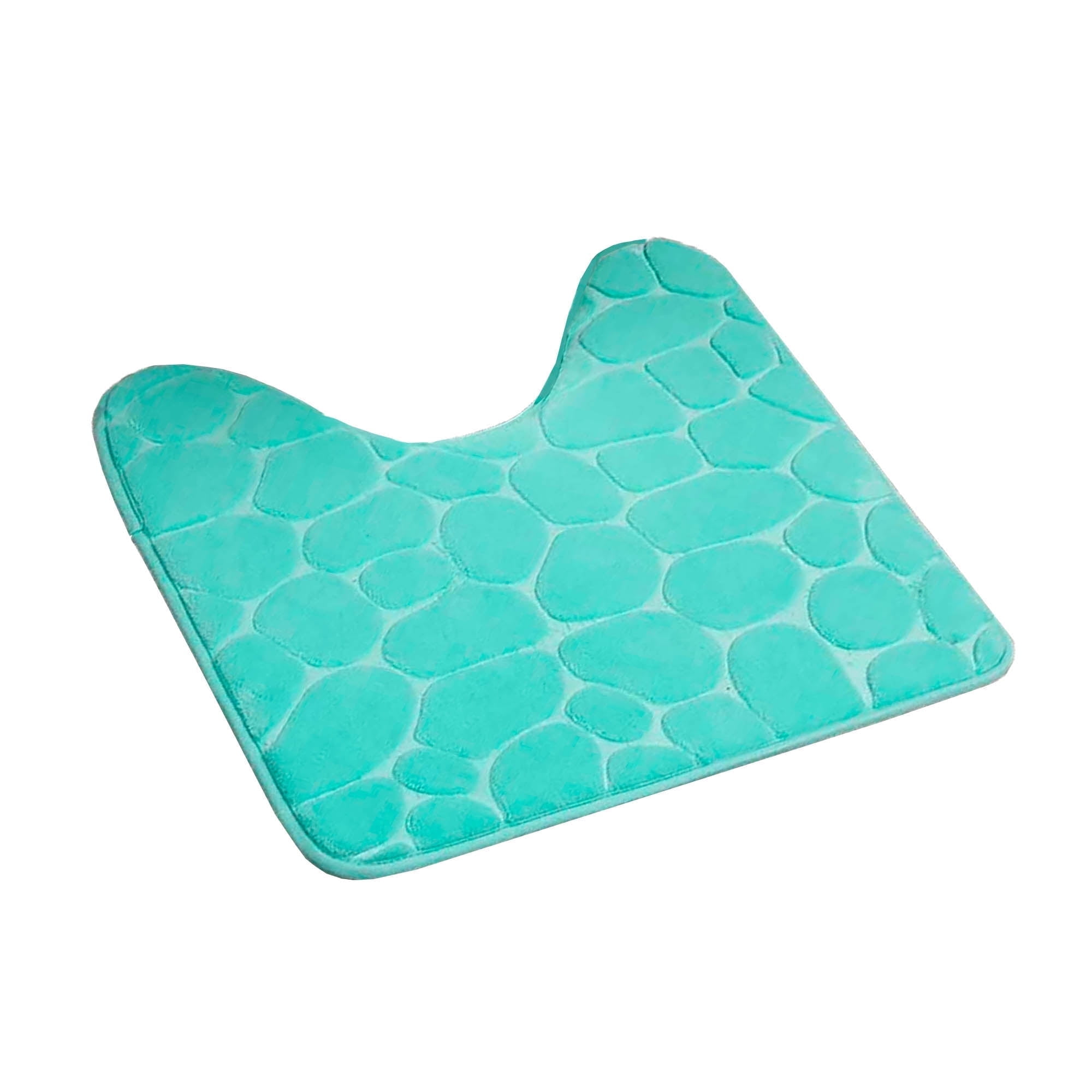 Aqua Blue Memory Foam Pebble Contour Bath Rug 20" x 20"