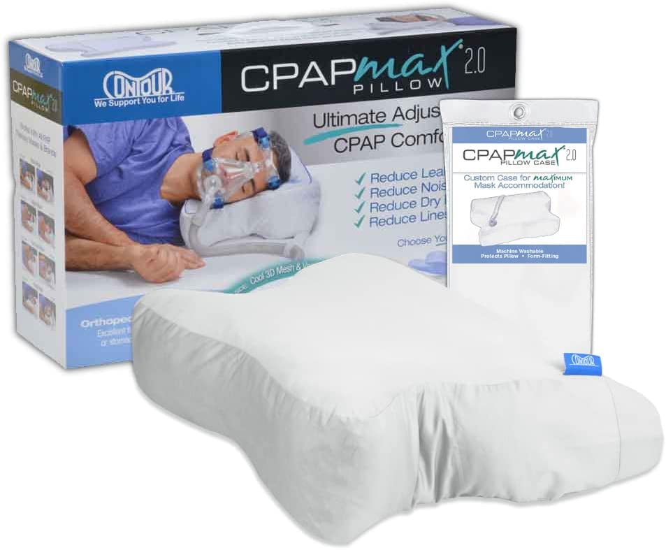 Contour CPAPMax 2in1 Cooling Plush CPAP Comfort Pillow Reduce Air