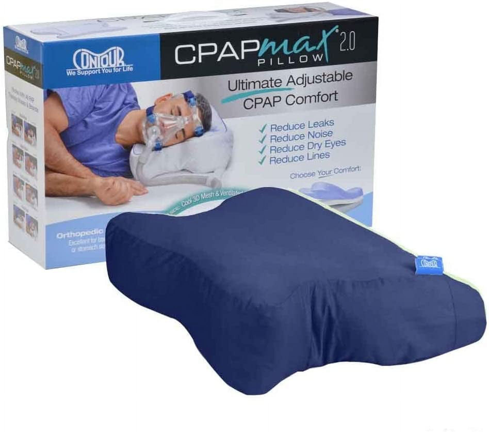 Contour CPAPMax 2in1 Cooling Plush CPAP Comfort Pillow Reduce Air
