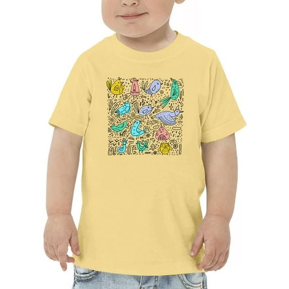 Contour Draw Birds Doodle T-Shirt Toddler -Image by Shutterstock, 2 Toddler