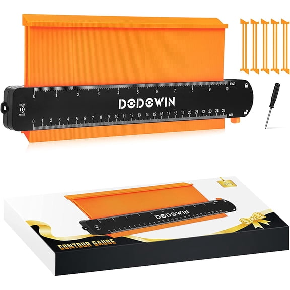Contour Gauge with Lock, 10+5 Inch Dual Size Profile Duplicator Tool for Flooring and Tile, Shape Outline Gauge for Woodworking and Irregular Surfaces