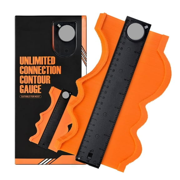 Contour Gauge Profile Tool, 10 Inch Precisely Copy Duplicator Irregular Shapes Contour Gauge, Connectable Woodworking Flooring Tools with Lock