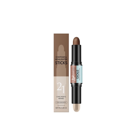 Contour and Highlight Stick 2-in-1, Double Ended Cream Stick for Facial Definition, Highly Pigmented, Easy to Blend, Long Lasting Wear, Ideal for Travel