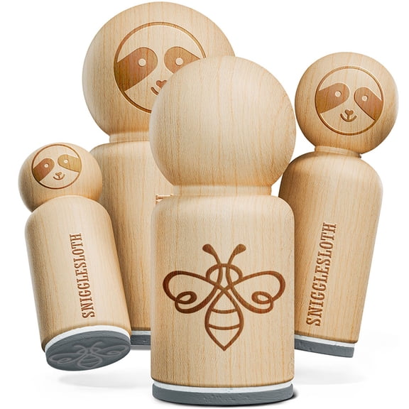 Contour Line Bee Stylized Insect Bug Rubber Stamp for Stamping Crafting Planners - 3/4 Inch Small