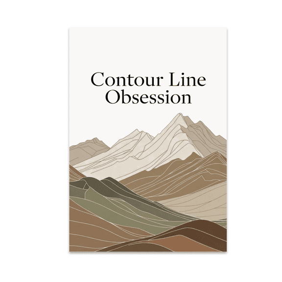 Contour Line Obsession Mountain Map Art - Nature Lover - 13x19 Poster Print