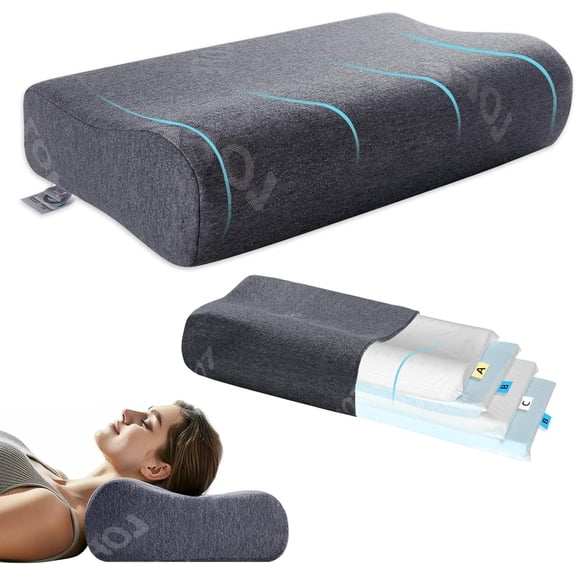 Contour Pillow with Softer  Support - Adjustable Softness   Pillow for Ideal Support, 4 Layers Contour Pillow for  Sleepers,  Side Sleeper Pillow for Less